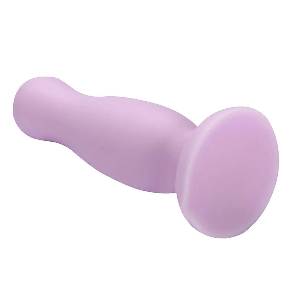 Godemichet ventouse violet pastel, silicone doux, taille M, forme lisse, adapté débutants et initiés, 125mm.