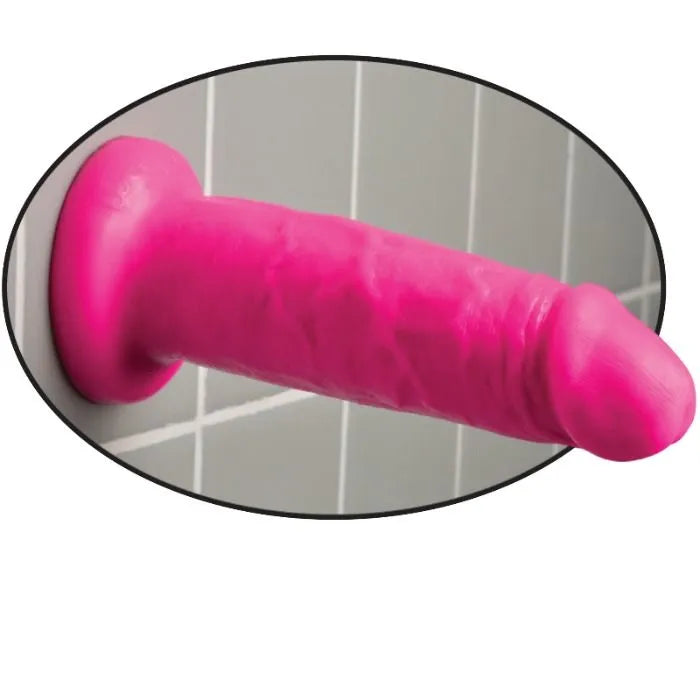 Godemichet rose ventouse hypoallergénique, caoutchouc américain, fixé sur surface plane, sans latex ni phtalates.