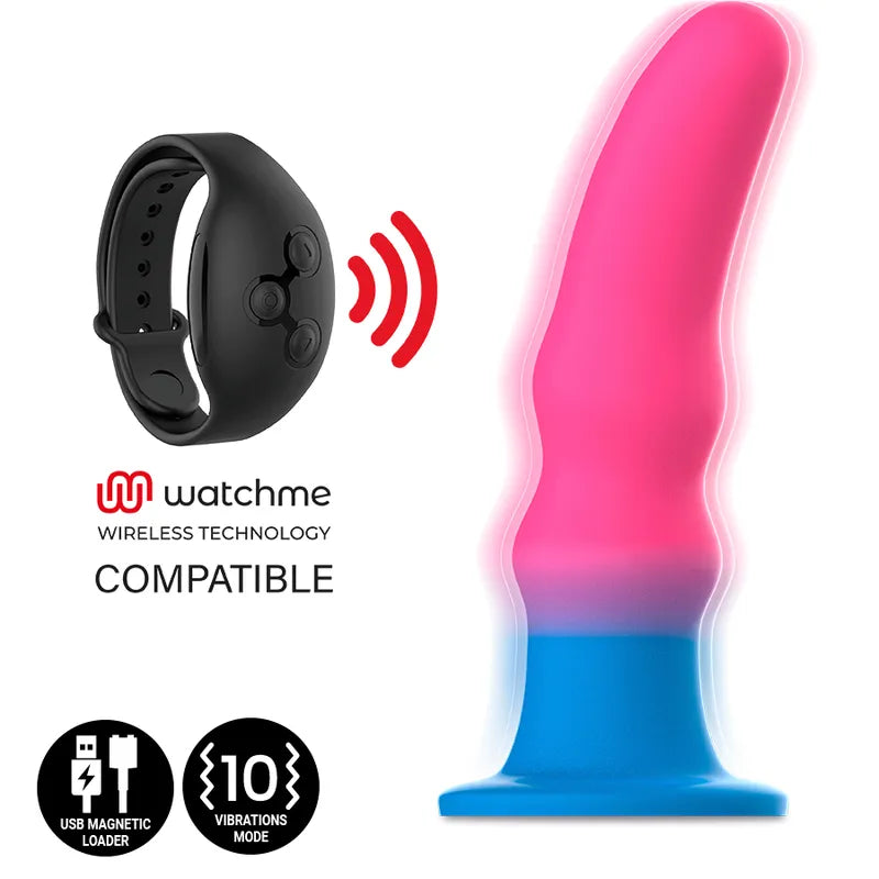 godemichet vibrant multicolore silicone néon anal médical ergonomique compact insérable robuste base aspiration harnais compatible rechargeable USB magnétique vibration puissante