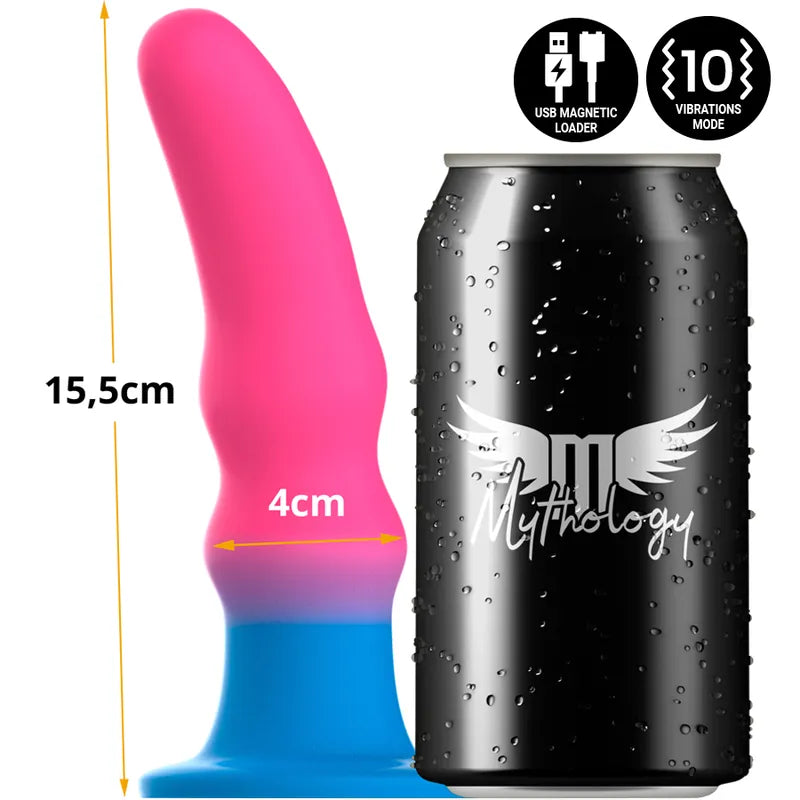 Godemichet vibrant néon multicolore en silicone médical, forme ergonomique, ventouse, télécommande sans fil, 15,5 cm.