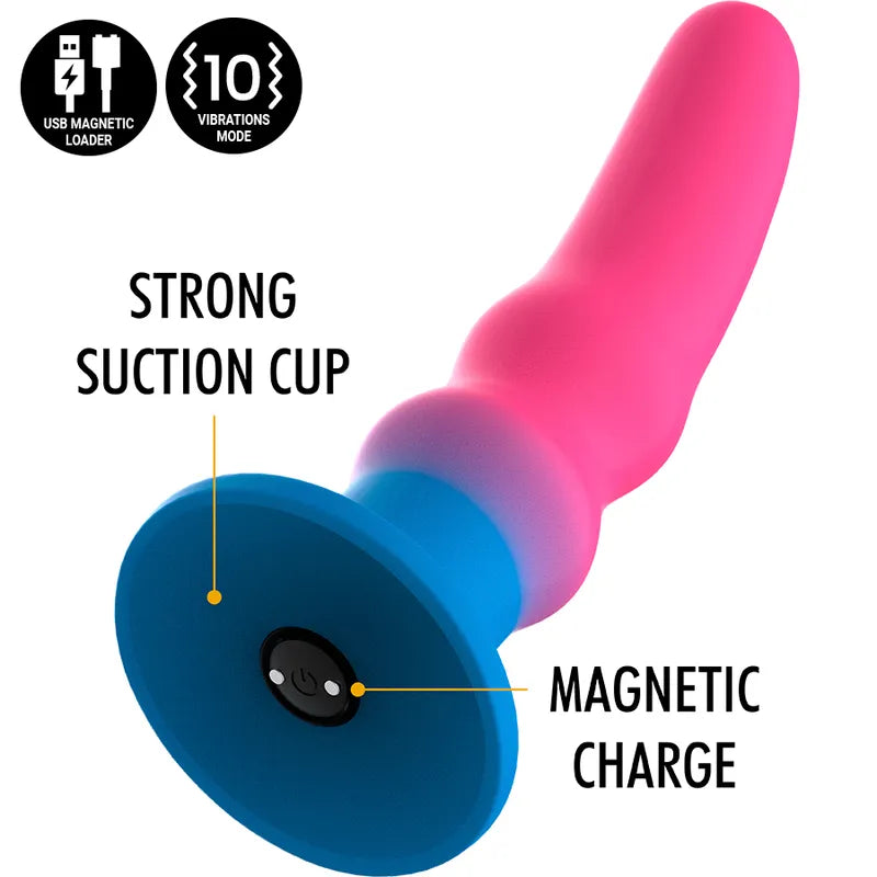 Godemichet vibrant néon multicolore silicone médical, ventouse puissante, recharge magnétique, télécommande sans fil.