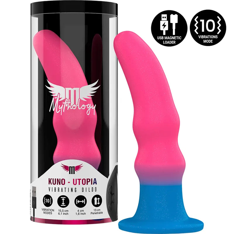 Godemichet vibrant néon multicolore silicone médical, texture douce, ventouse, télécommande sans fil, rechargeable.