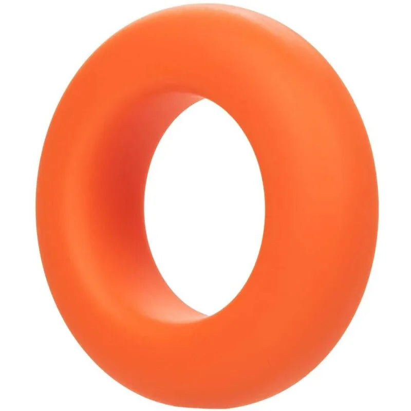 Anneau pénien orange en silicone liquide, extensible et doux, étanche, idéal pour douche et bain, confort et performance.