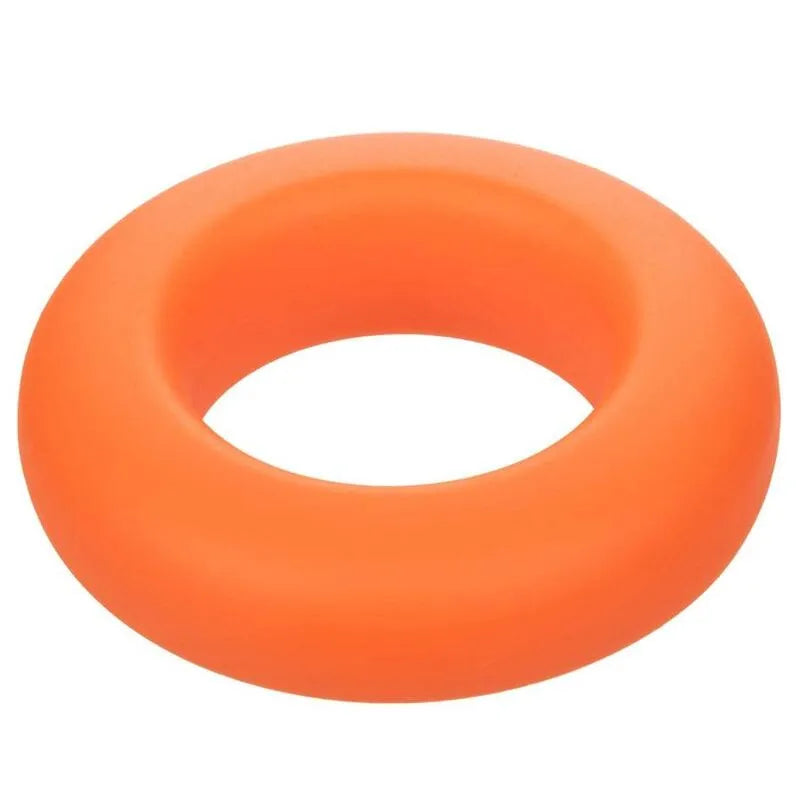 Anneau pénien orange en silicone liquide, extensible et doux, idéal pour usage sous l'eau, confort et fermeté prolongés.
