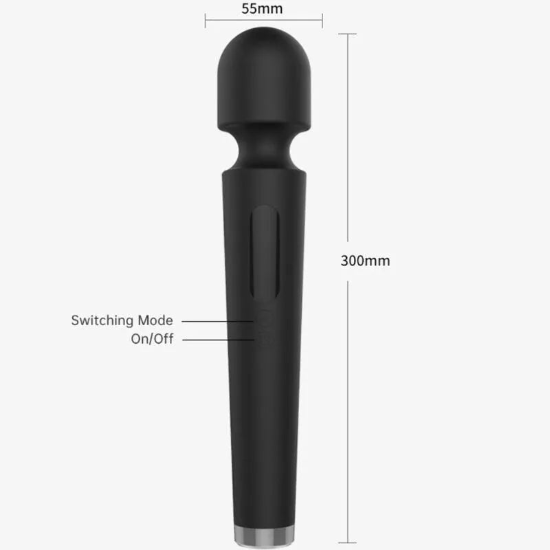 Grand vibromasseur violet étanche, tête flexible, silicone ABS, 7 modes, 300mm, massage ciblé, recharge USB.