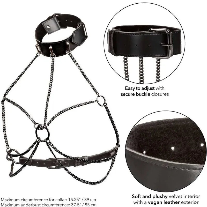 Harnais Collier Multi Chaînes Cuir Végétalien