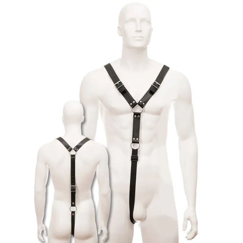 Harnais corporel ajustable noir masculin sangles réglables tailles S XL cuir synthétique boucles métal confortable durable élégant soirée