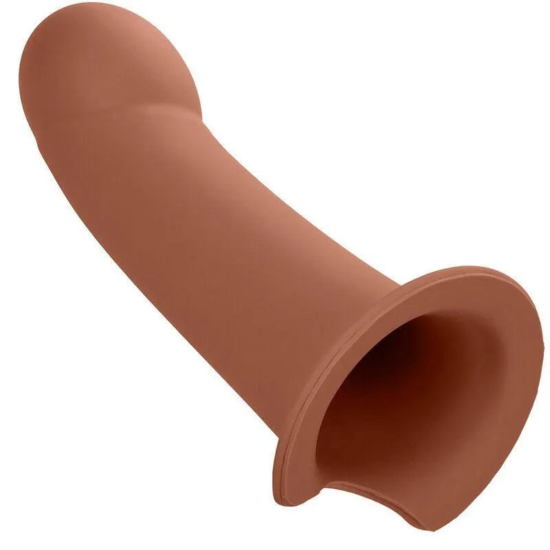 Harnais extension silicone liquide marron, doux, lisse, base large, sangles ajustables, sans phtalates, durable et impermé...