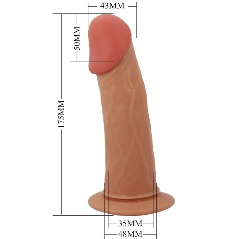 Harnais gode creux imperméable, couleur chair, tige veinée, gland doux, bretelles ajustables, stimulation optimale.
