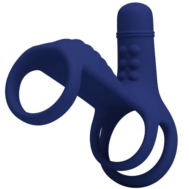 Harnais Pénien Vibrant En Silicone Bleu