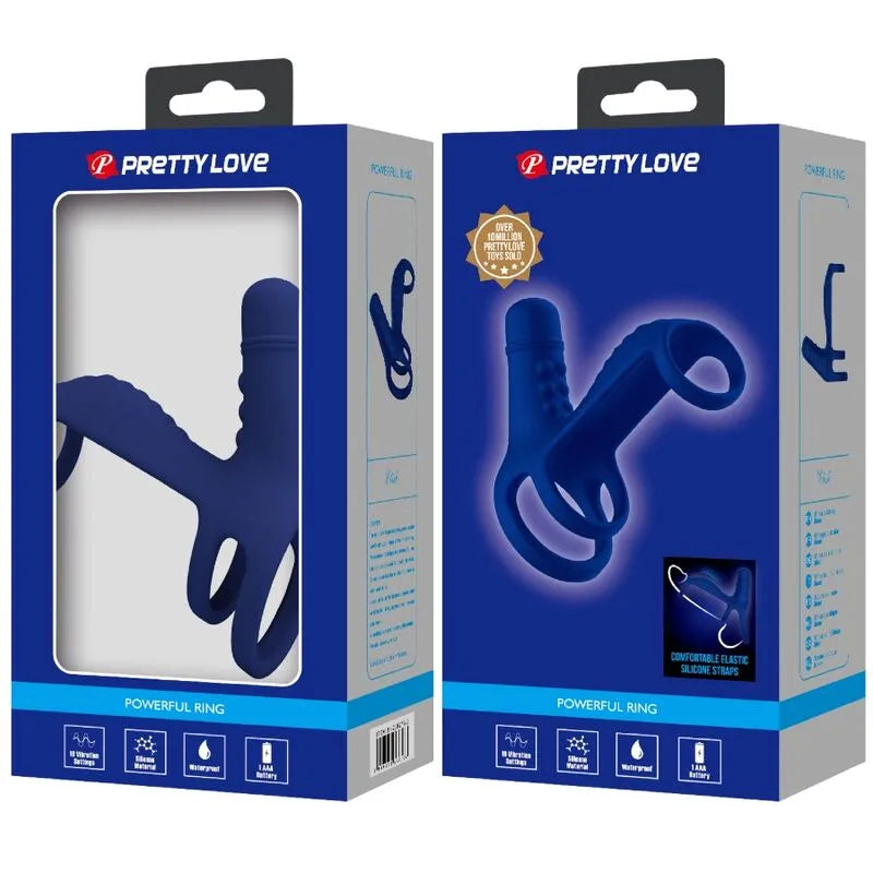 Harnais Pénien Vibrant En Silicone Bleu