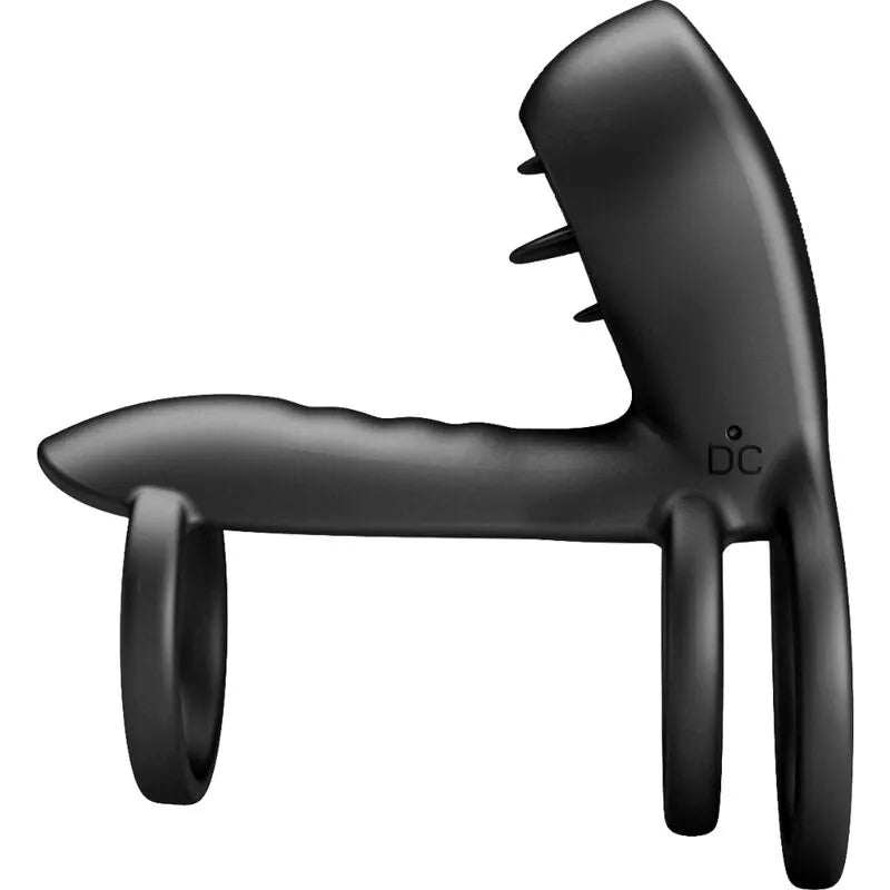 Harnais pénien vibrant noir en silicone, triple anneau, stimulateur clitoridien, 12 modes, ergonomique, rechargeable.