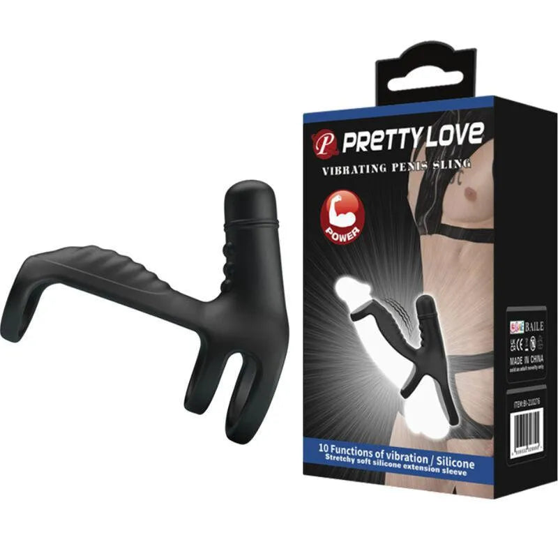 Harnais pénien vibrant noir en silicone, design ergonomique, 10 modes de vibration, stimulation clitoridienne.