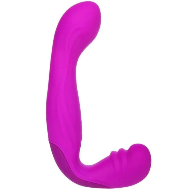 Harnais sans sangle en silicone rose, design ergonomique, trois moteurs, 30 vibrations, étanche, rechargeable.