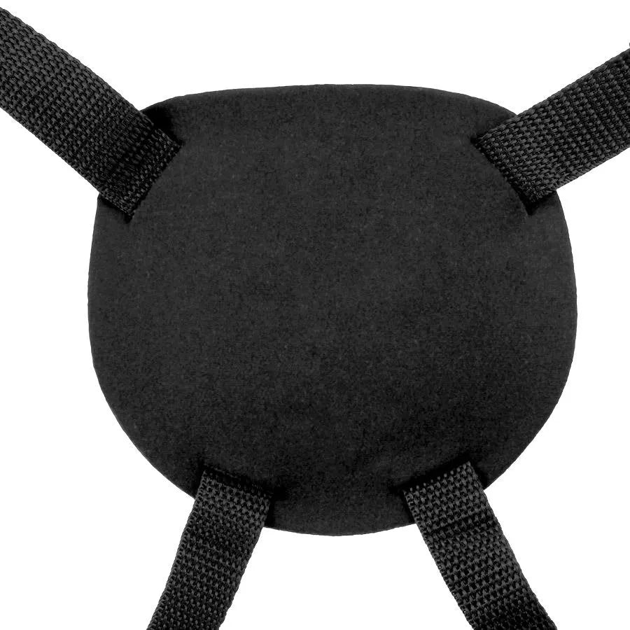 Harnais néoprène noir avec sangles réglables et joint torique silicone, conçu pour confort et liberté de mouvement.