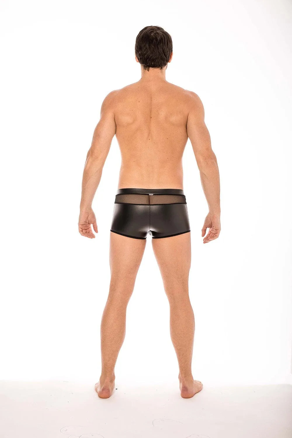 Boxer homme noir LOOKME, poche détachable, arrière transparent, style sexy et confortable, polyester élasthanne.