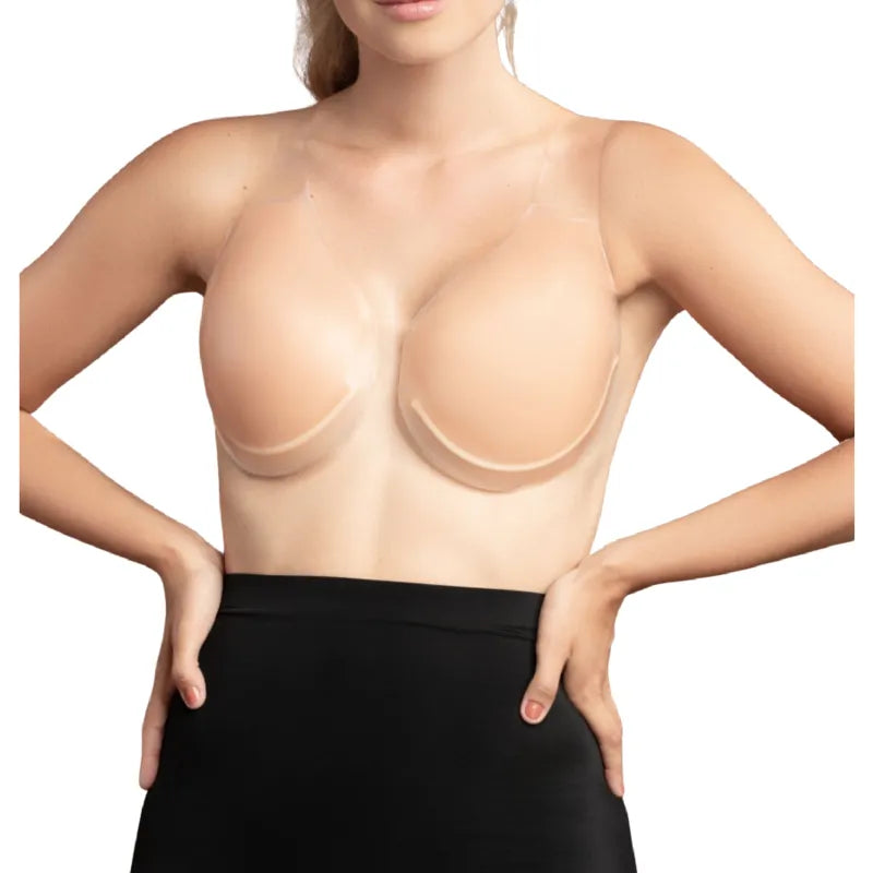 Élévateurs poitrine silicone transparents, grande taille, invisibles, adhésifs, pour décolleté sculptant et soutien optimal.