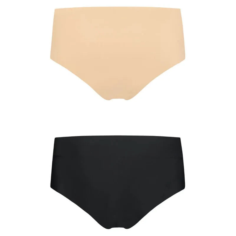 Culottes invisibles sans couture beige et noire, ultra douces, confortables, extensibles, pack de deux, Bye Bra.