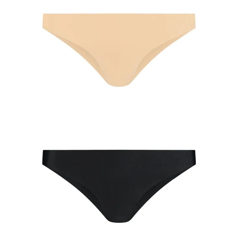 Culotte brésilienne invisible sans couture, ultra douce, microfibre beige et noire, pack 2, confort discret.