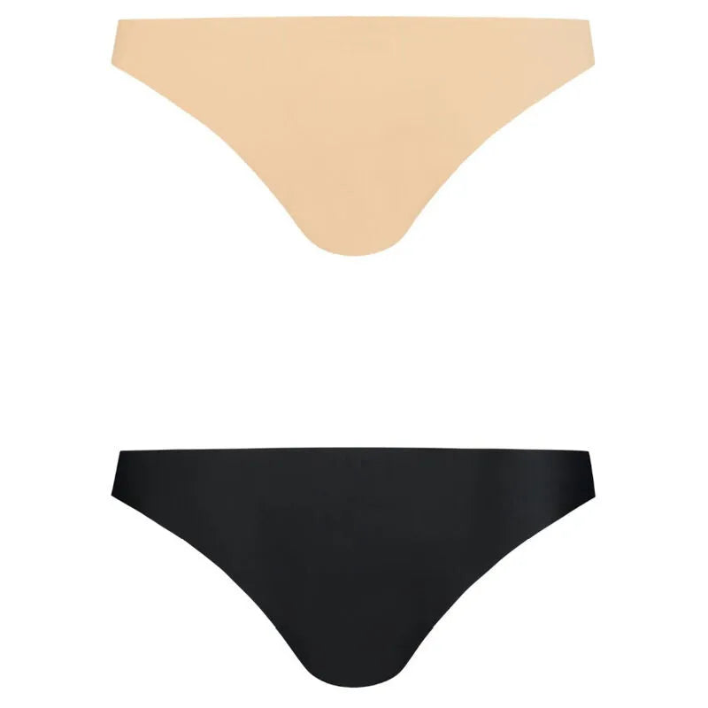 Culotte brésilienne invisible sans couture, ultra douce, microfibre beige et noire, pack 2, confort et discrétion.