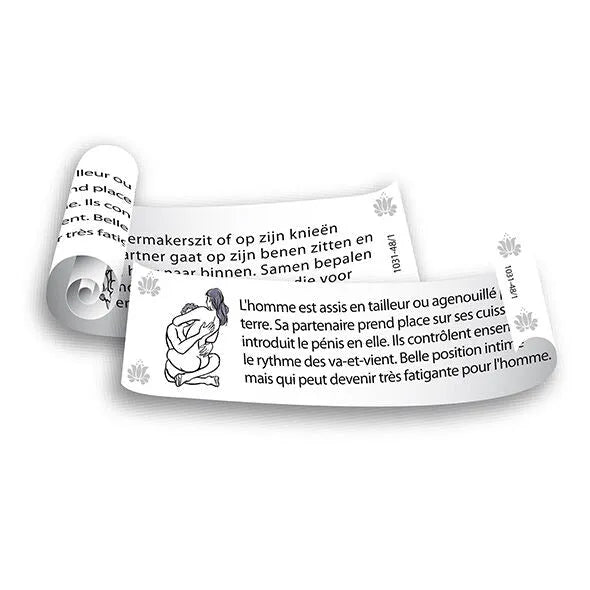 guide érotique illustré coffret luxueux coeur violet doré orange soixante neuf positions intimes rouleaux carton robuste réutilisable compact
