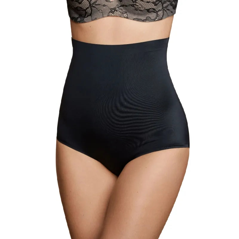 Culotte taille haute noire sans couture, ultra douce, maintien silhouette, invisible sous vêtements moulants, confort opti...