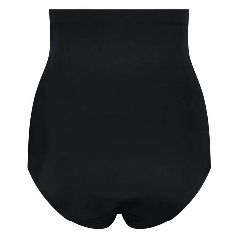 Culotte taille haute noire sans couture, ultra douce et moulante, en polyamide et élasthanne, silhouette invisible.