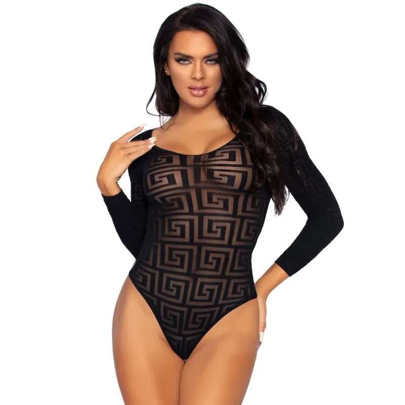 Body transparent opaque Leg Avenue entrejambe pressionné mosaïque taille unique féminine élégante