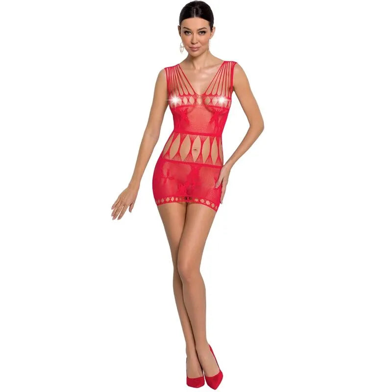 mini robe résille dentelle rouge sexy moulante élastique ajustée taille unique fabrication européenne polyamide élasthanne