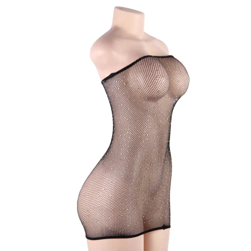lingerie sexy combinaison filet pierres brillantes reine sophistiquée élégante sensuelle extensible confortable transparente sculptante taille grande ajustable