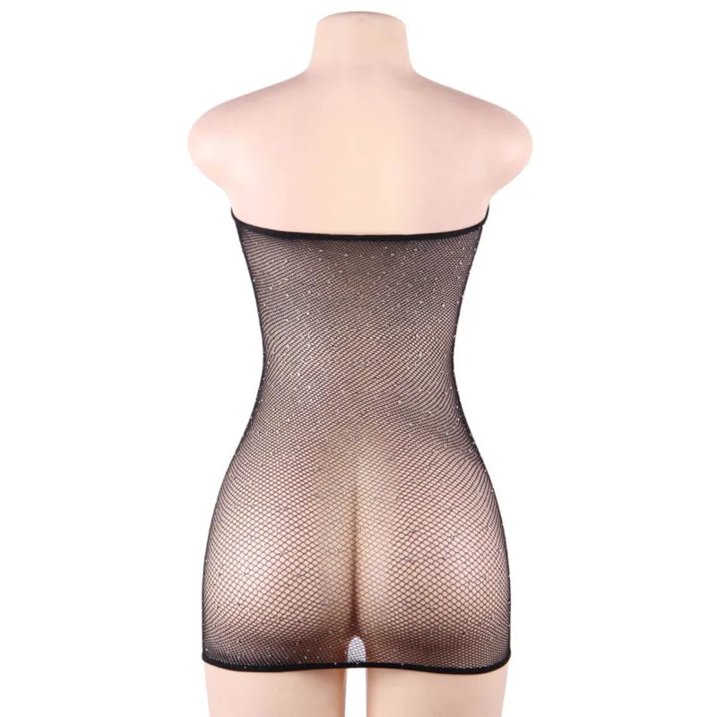lingerie sexy combinaison filet pierres brillantes reine sophistiquée élégante sensuelle extensible confortable transparente sculptante taille grande ajustable
