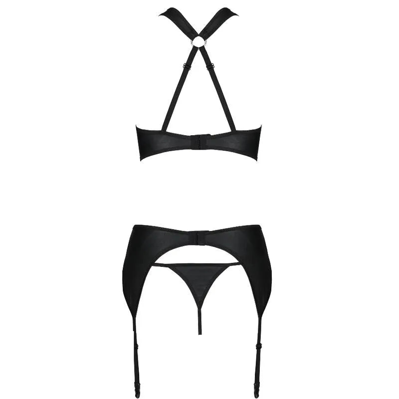 soutien-gorge cuir résille empiècements dorés lingerie Passion femme moderne