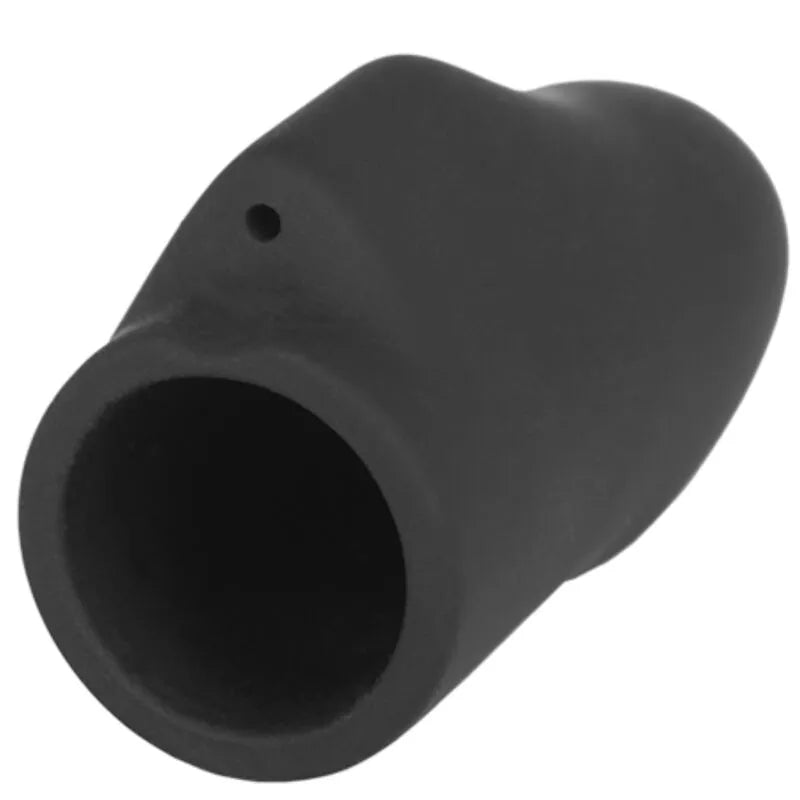 Embout stimulation clitoridienne noir en silicone hypoallergénique, forme ergonomique pour électrostimulation.