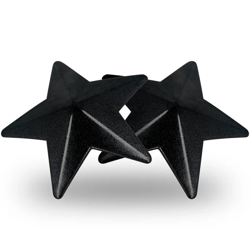 Cache-tétons étoiles noires en métal réutilisables, élégants et audacieux, pour un look glamour et séduisant.