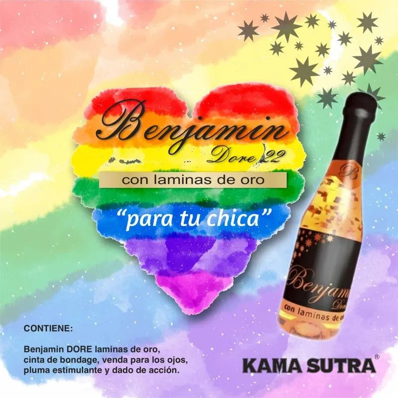 Cava Benjamin Doré 22 Carats Or Fierté LGBT Coffret Cadeau Fille Luxueux Festif Feuilles Ornées Accessoires Sensuels Anniversaire