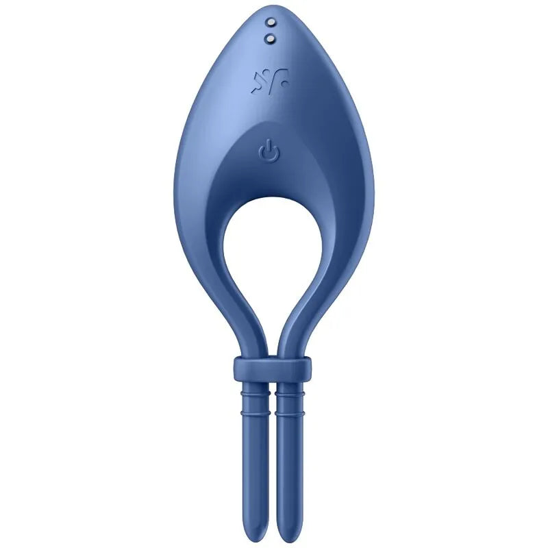 Anneau vibrant Satisfyer Bullseye bleu, silicone médical, design élégant, ajustable, stimulation intime, application contr...