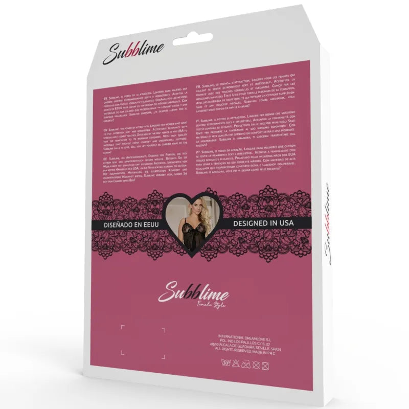 Body résille noir manches longues femme, détails brillants, ajusté, élégant, sur fond rose, marque Subblime.