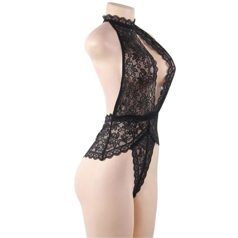 Body dentelle dos nu sexy Subblime, tasses ouvertes, polyester élasthanne, taille S M, confort extensible, coffret cadeau.