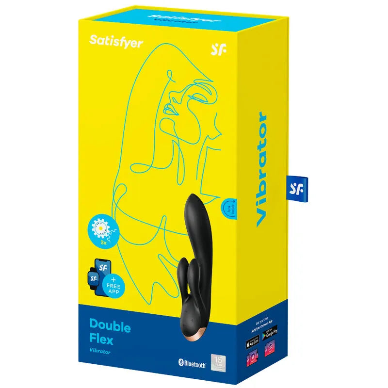 Vibromasseur Satisfyer Double Flex Noir application vibrante silicone 3 moteurs puissants刺激多模式创新设计智能控制