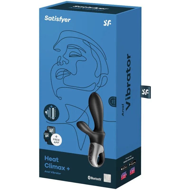 Vibrateur anal chauffant Satisfyer Heat Climax+ avec application, stimulation prostate, vibrations intenses, design moderne unisex, silicone doux, discrétion garantie