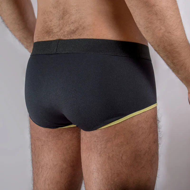 slip homme jaune foncé lycra respirant coupe classique rehaussement