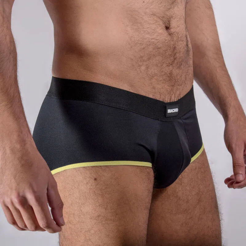 slip homme jaune foncé lycra respirant coupe classique rehaussement