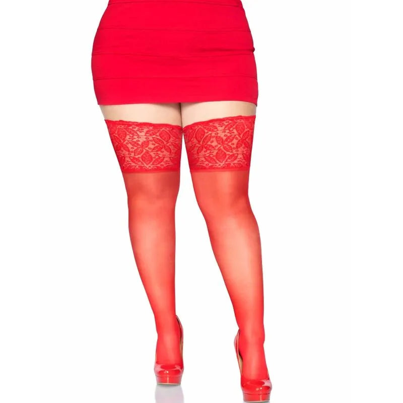 hauts cuisses transparents lycra dentelle silicone adhérence antiglisse grande taille confort extensible séduction raffinée maintien douceur durable nylon elasthanne