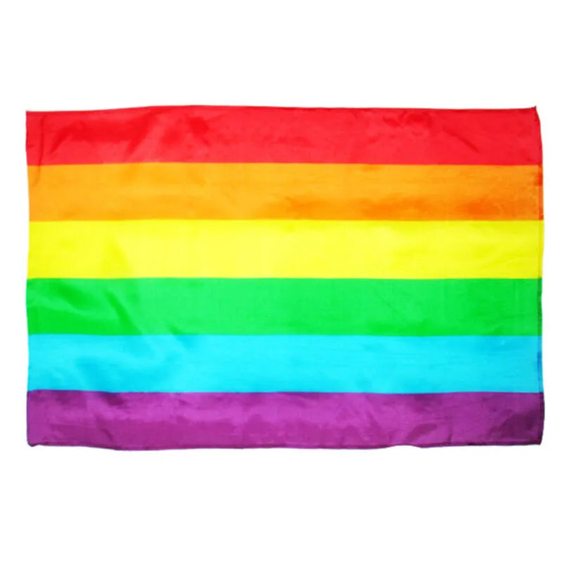 grand drapeau arc ciel LGBT 90x60cm résistant intempéries polyester imprimé couleurs vives visibilité portable festif fierté parade anniversaire solidarité