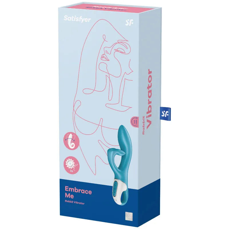 Vibrateur Satisfyer Embrace Me Turquoise Flexibilité Double Stimulation Silicone Médical Haute Sécurité 15 Ans Garantie