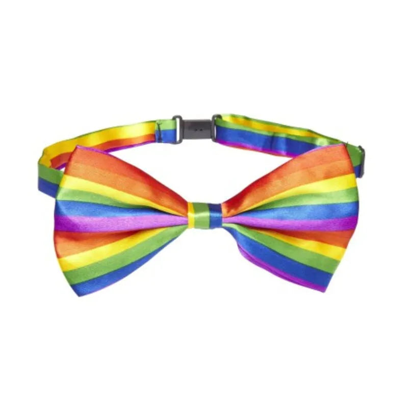 noeud papillon drapeau arcenciel LGBT multicolore vibrant festif inclusif confortable durable ajustable satiné élégant original fantaisie