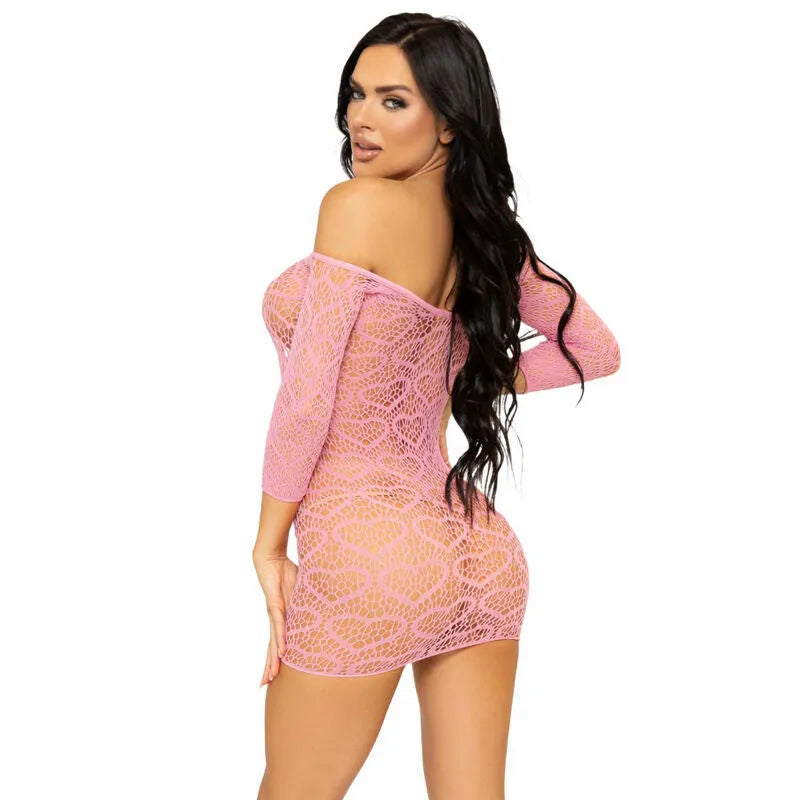 mini robe filet rose sexy épaules dénudées trou serrure nylon élasthanne sans couture taille unique respirant élégant séduisant glamour cadeau