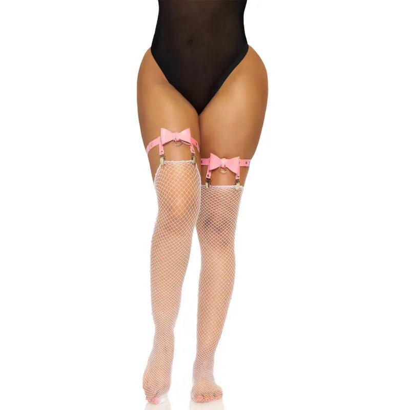 jarretière sexy cuir végétalien rose ajustable noeud coeur bonneterie féminine sangles élastiques réglables durable respectueux environnement maintien confortable séduisante raffinée