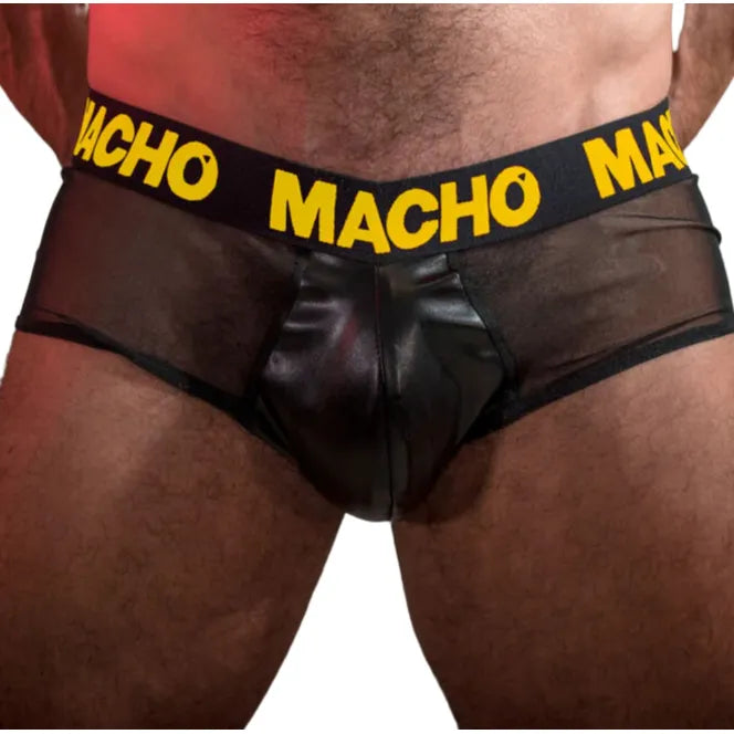 masculin slip jaune sensuel simili cuir transparent homme fétiche audacieux séduction élastique respirant moulant taille XL intime confortable
