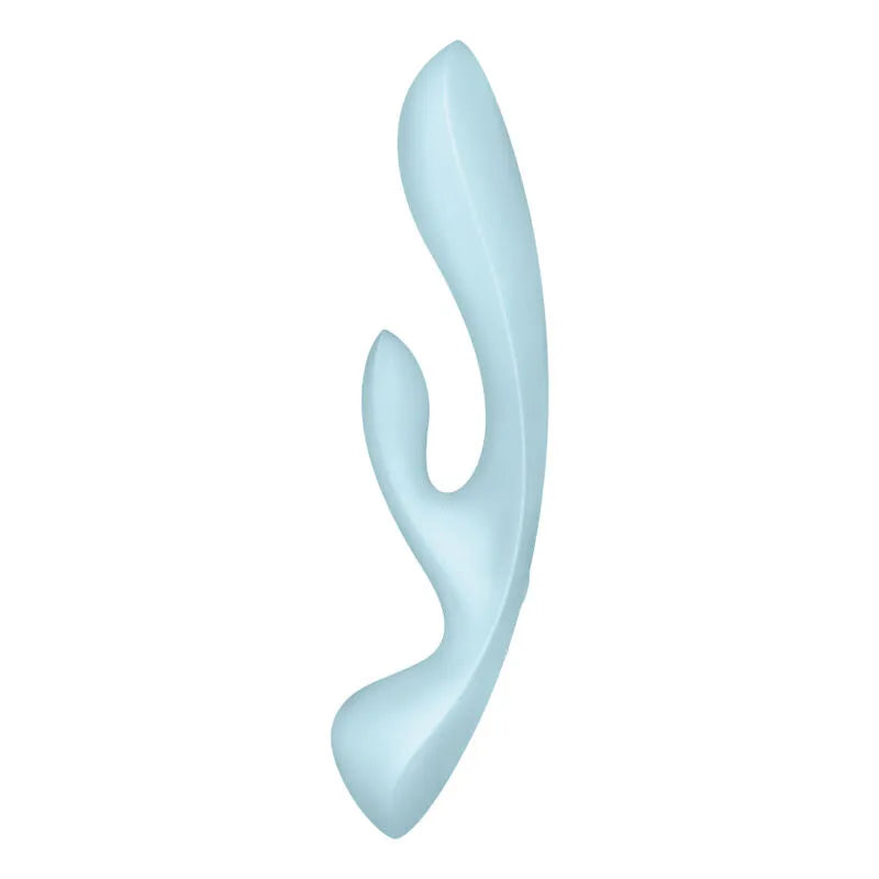 Vibromasseur Satisfyer Triple Oh Bleu Stimulation Clitoridienne G-Spot Multi-Vitesses Silicone Confort Femme Couple
